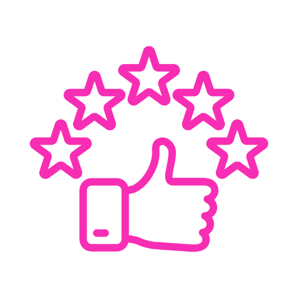 hand with thumb up sign and five stars above it